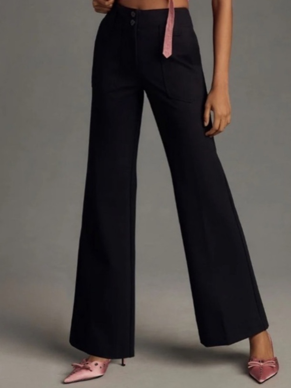 Anthropologie Maeve The Naomi Ponte Flare Leg Pants Black Size 2